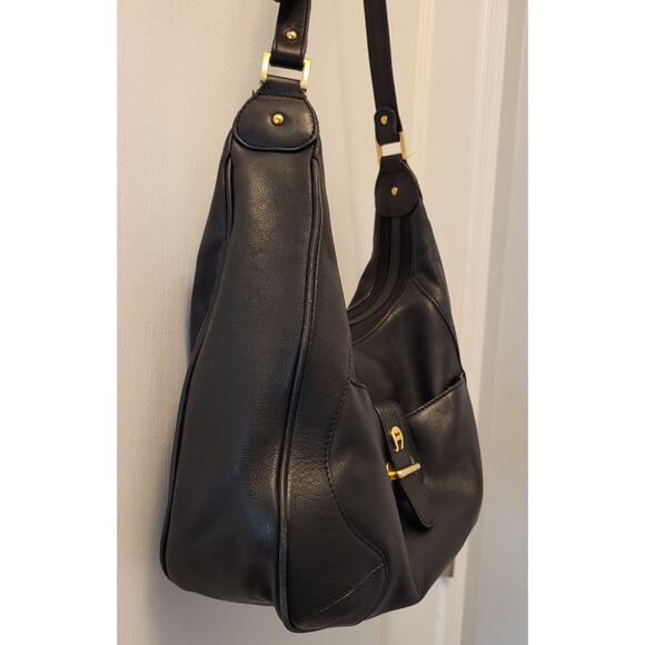 Etienne Aigner Black Shoulder Handbag with Front Pocket Design 80s - Picture 5 of 16